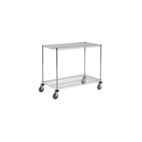 Global Equipment Nexel Adjustable Chrome Wire Shelf Cart 36x18 2 Shelves 800 Lb. Capacity 188679